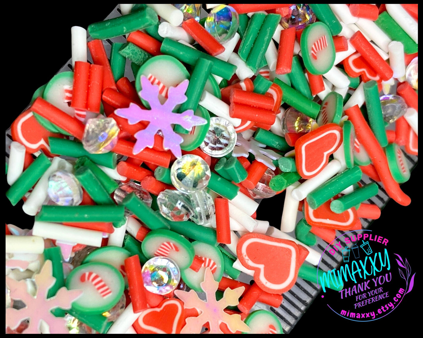 5-10 mm Candy Corn CHRISTMAS Mix , Sprinkle, Slime, Polymer Clay Slices, Fake Bake Nail, mint, Pinwheel, SNOW Flake, winter, XMAS 033