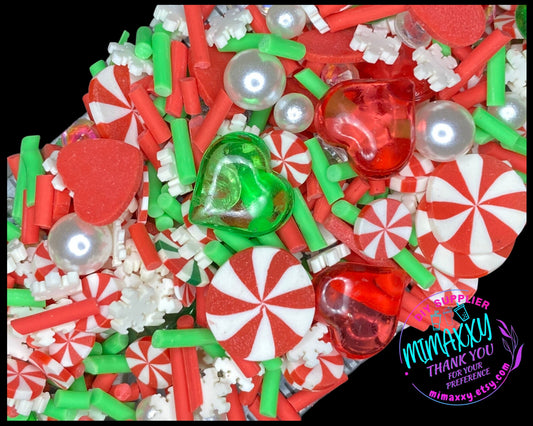 5-10 mm CHRISTMAS LOVE Mix , Sprinkle, Slime, Polymer Clay Slices, Fake Bake Nail, Craft Ships, mint, Pinwheel, winter, snow flake, XMAS 003