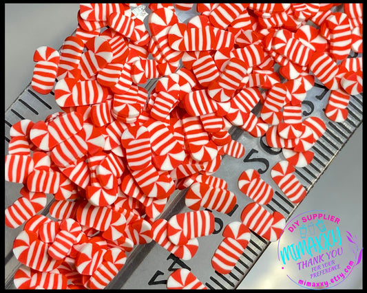 5mm CANDY CANE Christmas , Sprinkle, Slime, Polymer Clay Slices, Fake Bake Nail, Craft Ships, mint, tree, santa, winter, XMAS 021