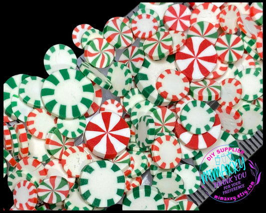 5-10mm MINT CHRISTMAS Mix , Sprinkle, Slime, Polymer Clay Slices, Fake Bake Nail, Craft Ships, mint, Pinwheel, tree, santa, winter, XMAS 034