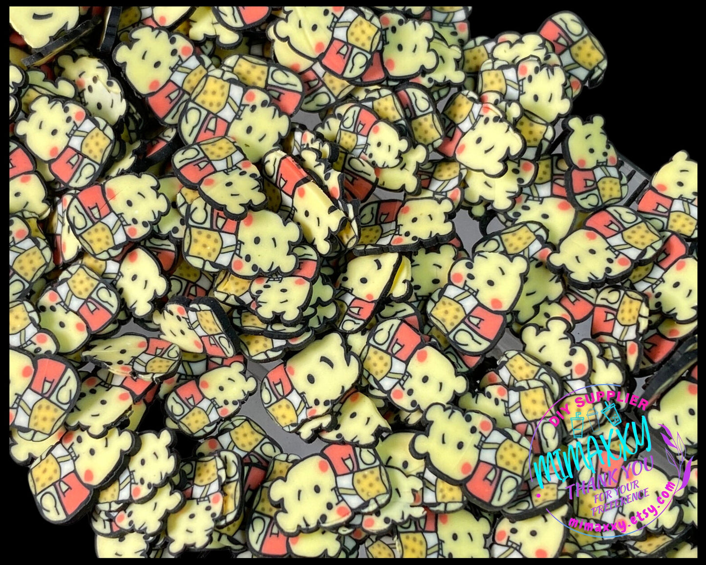 5mm Honey Bear, Ears, winnie and friends, Sprinkle, Slime Polymer Clay Slice Slices Fake Bake Nail Art Faux Craft Ships, BEE009