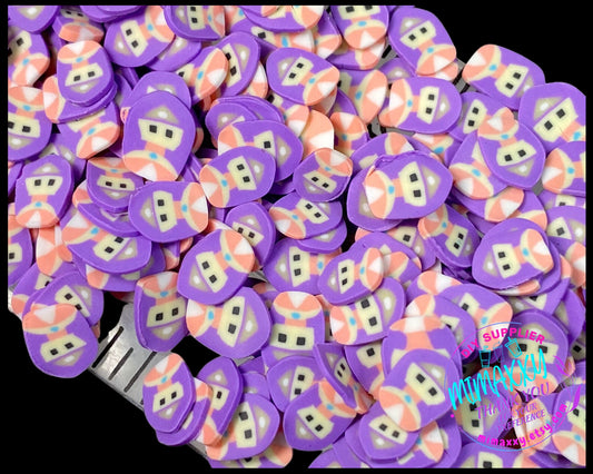 5mm Purple Princess, long hair, mouse, Princess, Sprinkle Slime, Polymer Clay Slice Slices Fake Bake Nail Art Faux Craft , CARTOON MIX 026