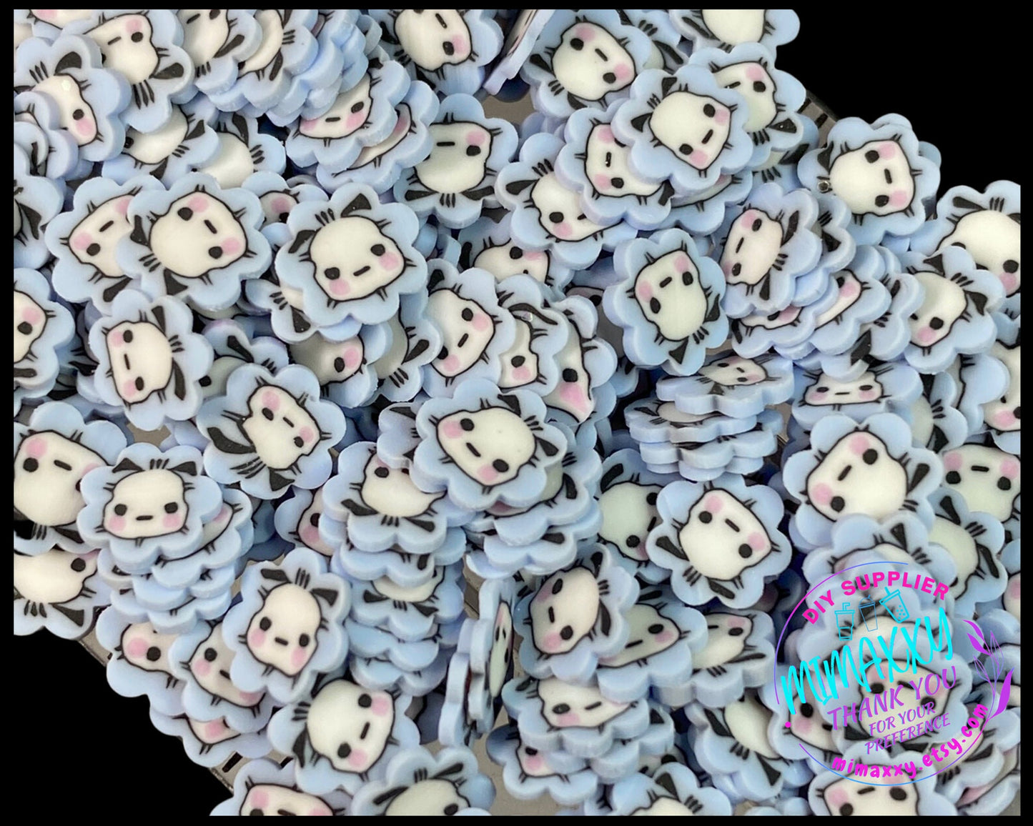 5mm Kitty friend dog, Sprinkle Slime, Polymer Clay Slice Slices Fake Bake Nail Art Faux Craft , MOVIE 014-B