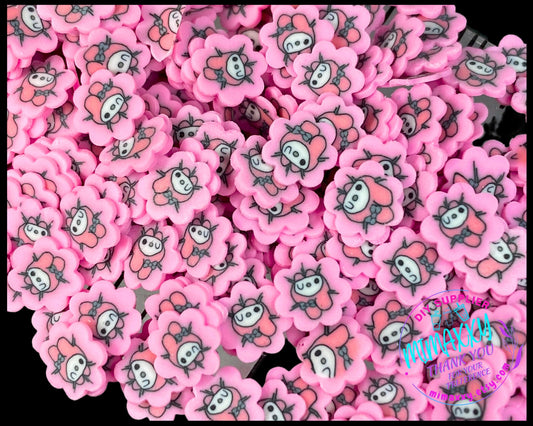 5mm Kitty friend bunny, Sprinkle Slime, Polymer Clay Slice Slices Fake Bake Nail Art Faux Craft , MOVIE 014-C