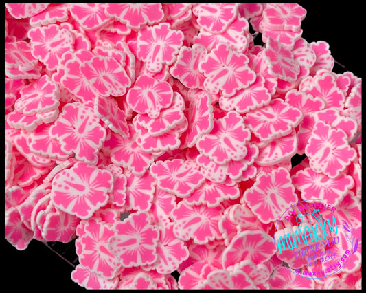 5mm Pink Hibiscus Flower/ Sprinkle, Slime, Polymer Clay Slices, Fake, Bake, Nail Art, Faux Craft Ships, BEACH 004