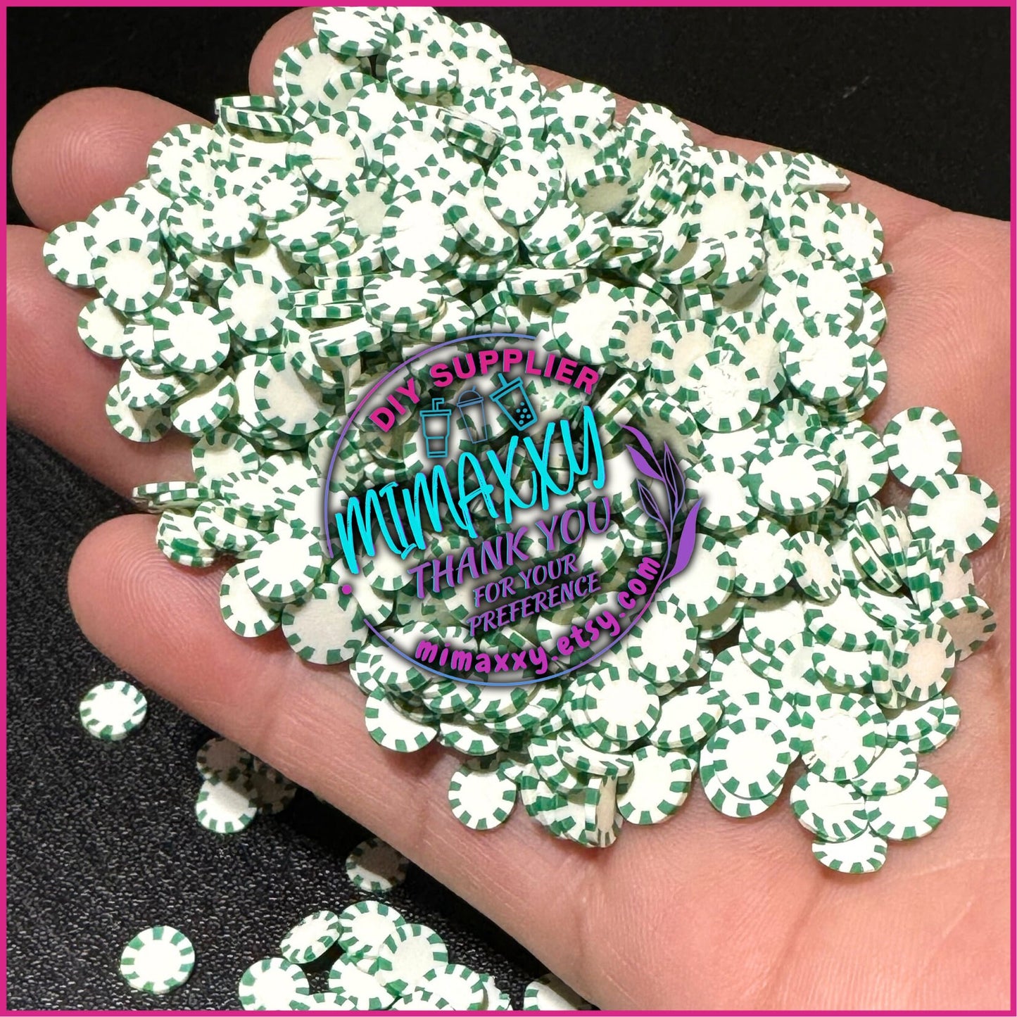 5mm green  MINT CHRISTMAS Mix , Sprinkle, Slime, Polymer Clay Slices, Fake Bake Nail, Craft Ships, mint, Pinwheel, tree, santa, winter, MINT 012