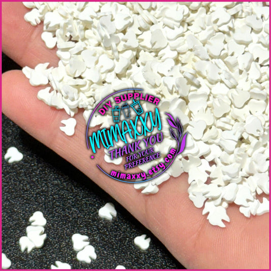 5mm White Tooth, dental, canine/ Kuwaii /Fimo/Slice Perfect for DIY/Fake/Slime/Snow Globe Tumblers/Deco Topping, A-048