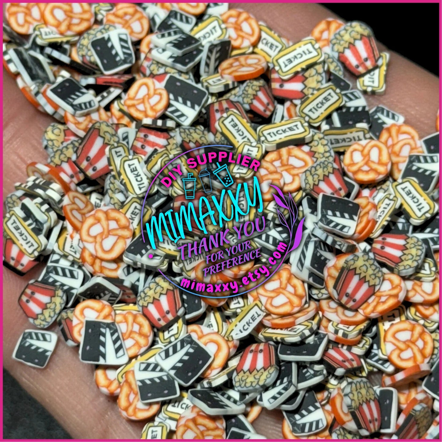 5mm. Mix Movie Time, Director cut, popcorn, pretzel, Horror / Sprinkle, Slime Polymer Clay Slices, Fake Bake Nail, Craft Ships, A-051