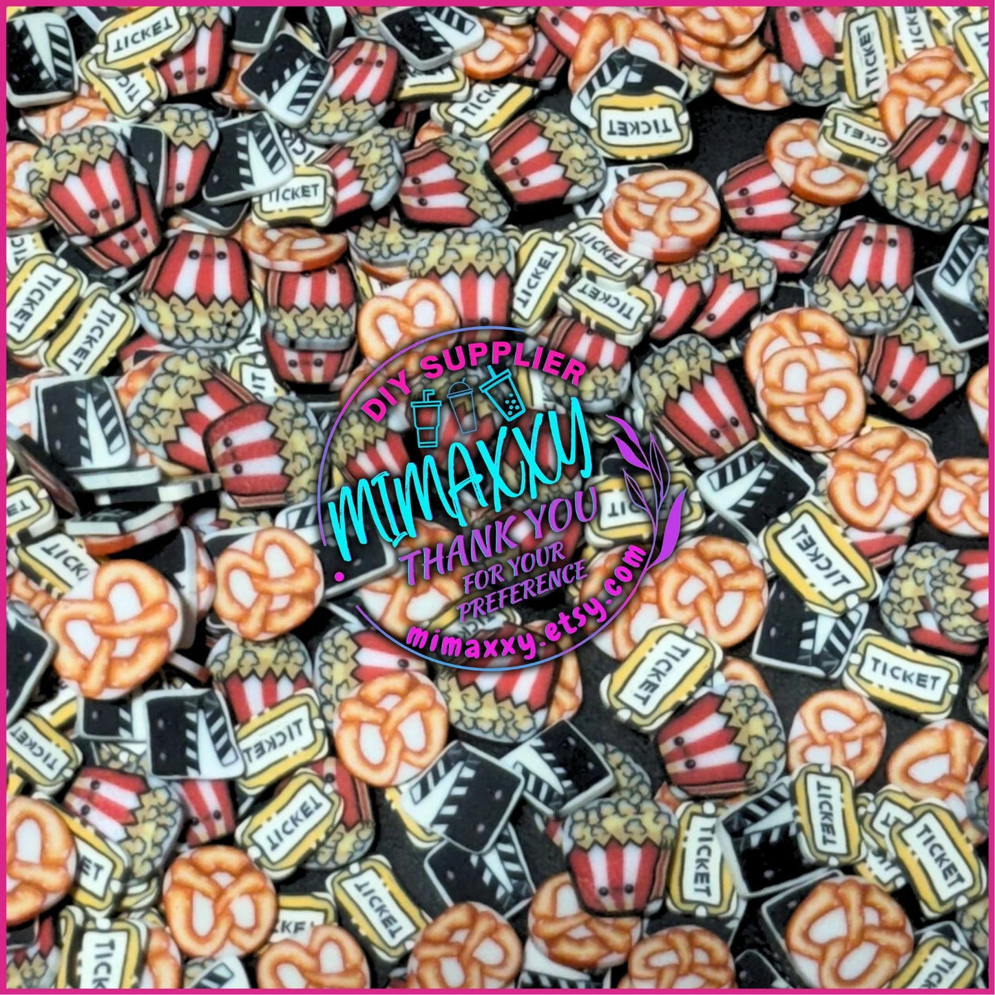 5mm. Mix Movie Time, Director cut, popcorn, pretzel, Horror / Sprinkle, Slime Polymer Clay Slices, Fake Bake Nail, Craft Ships, A-051