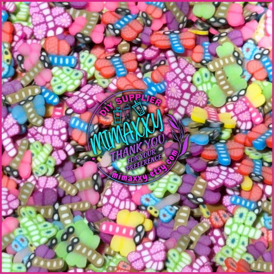 5mm Dragon Fly, Dragonflies, Insect, BUTTERFLY/ Sprinkle, Slime, Polymer Clay Slices, Fake, Bake, Nail Art, Faux Craft Ships, BUTTERFLY 003