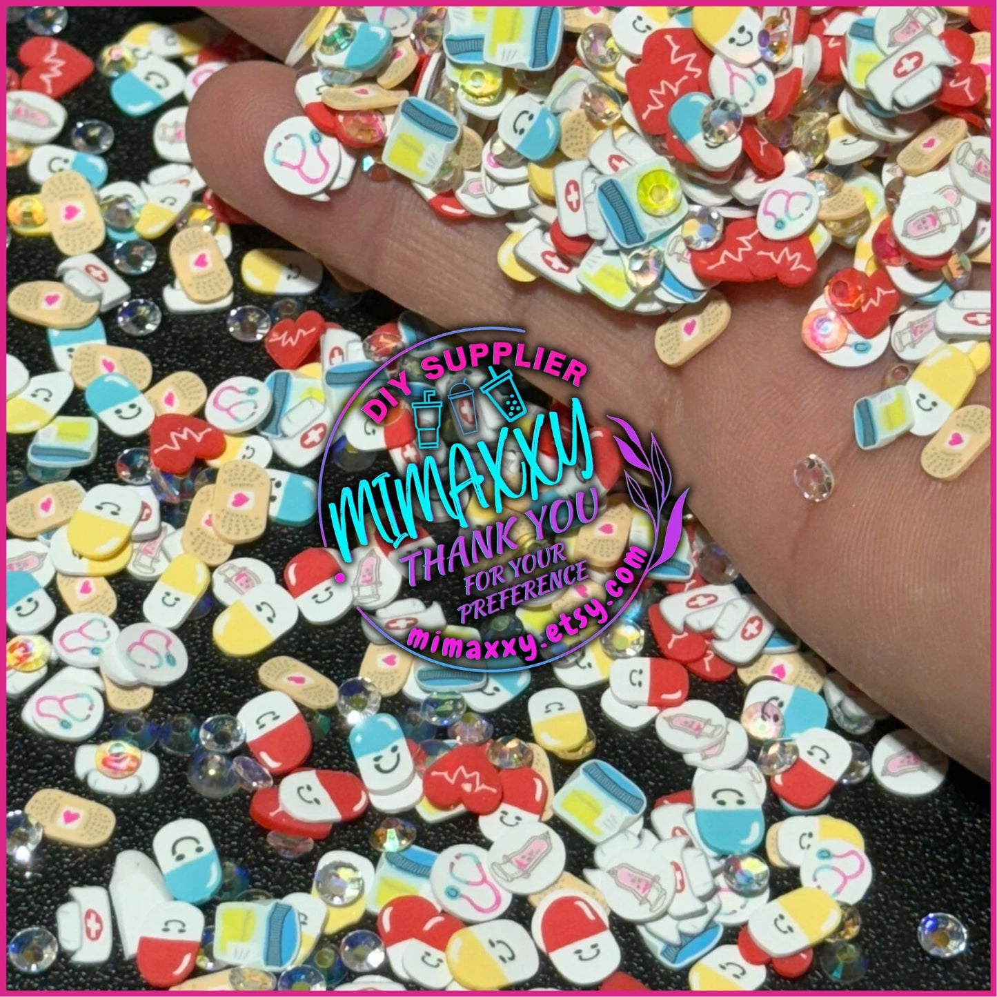 5mm Combo items for Nurse and doctors, Pills, Band-Aid/ Kuwaii /Fimo/Slice Perfect for DIY/Fake/Slime/Snow Globe Tumblers/Deco Topping, A-011