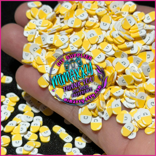 5mm Yellow Pills, Band-Aid/ Kuwaii /Fimo/Slice Perfect for DIY/Fake/Slime/Snow Globe Tumblers/Deco Topping, A-053