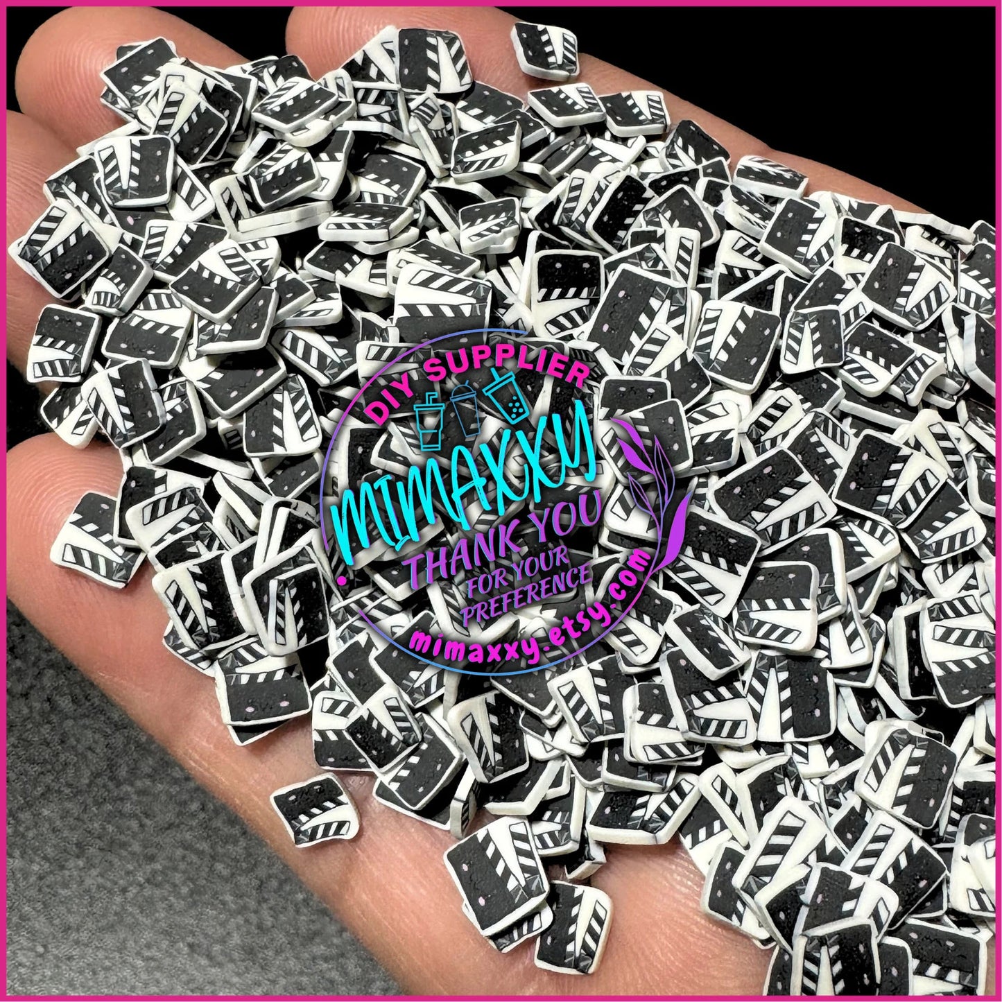 5mm. Director cut Icon, Movie Time, Horror / Sprinkle, Slime Polymer Clay Slices, Fake Bake Nail, Craft Ships, mix, black, A-050