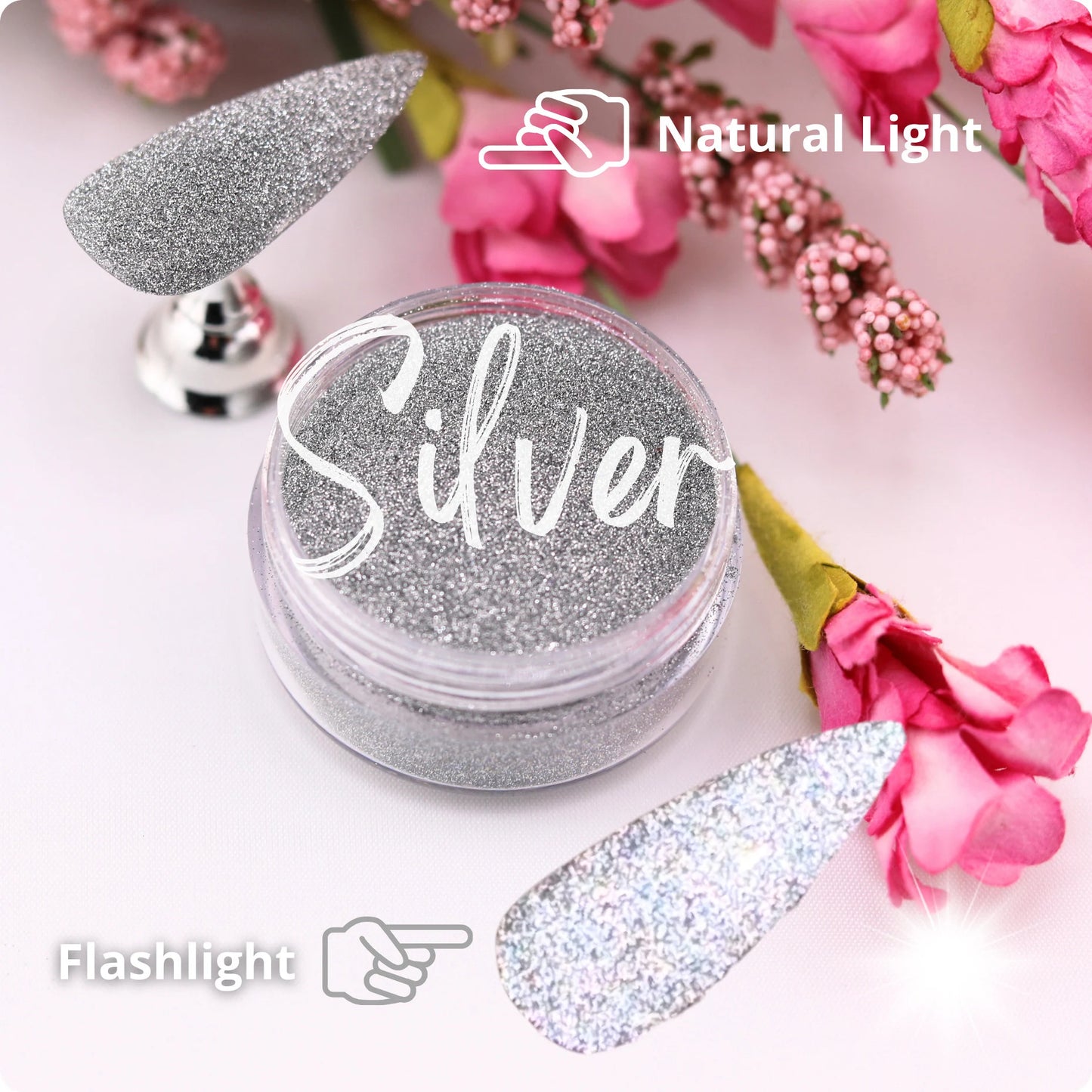 Reflective Silver Powder perfect for nails and crafts, 001