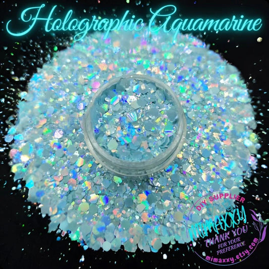 AQUAMARINE HOLOGRAPHIC MACAROON, Shaped Glitter, Chuny Glitter Mix, Cosmetic Glitter,Nail Art, Resin art,Snow Globe Tumbler ,Craft, Matte Hm 003