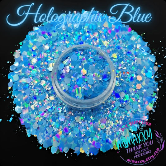 BLUE HOLOGRAPHIC MACAROON, Shaped Glitter, Chuny Glitter Mix, Cosmetic Glitter,Nail Art, Resin art,Snow Globe Tumbler ,Craft, Matte Hm 002