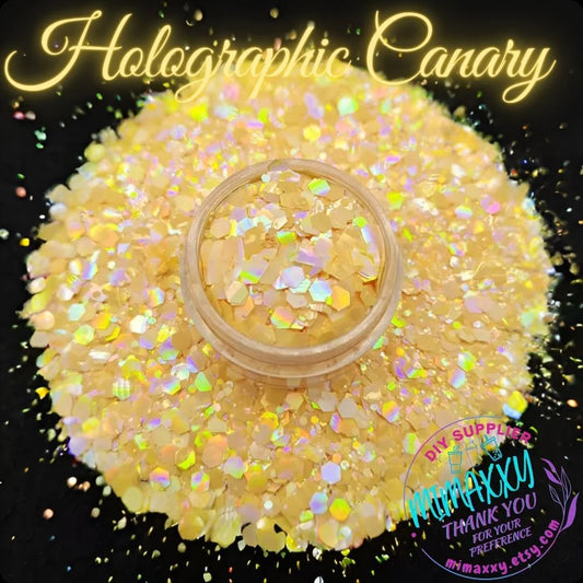 CANARY HOLOGRAPHIC MACAROON, Shaped Glitter, Chuny Glitter Mix, Cosmetic Glitter,Nail Art, Resin art,Snow Globe Tumbler ,Craft, Matte Hm 004