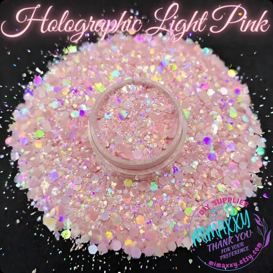 LIGHTPINK HOLOGRAPHIC MACAROON, Shaped Glitter, Chunky Glitter Mix, Cosmetic Glitter,Nail Art, Resin,Snow Globe,Craft, pastel, Matte Hm 006