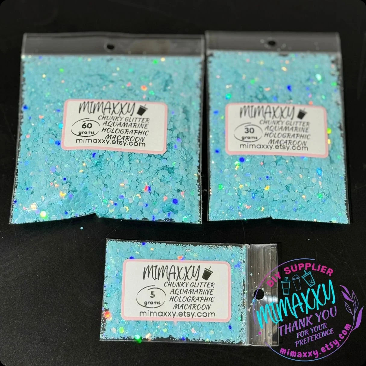 AQUAMARINE HOLOGRAPHIC MACAROON, Shaped Glitter, Chuny Glitter Mix, Cosmetic Glitter,Nail Art, Resin art,Snow Globe Tumbler ,Craft, Matte Hm 003