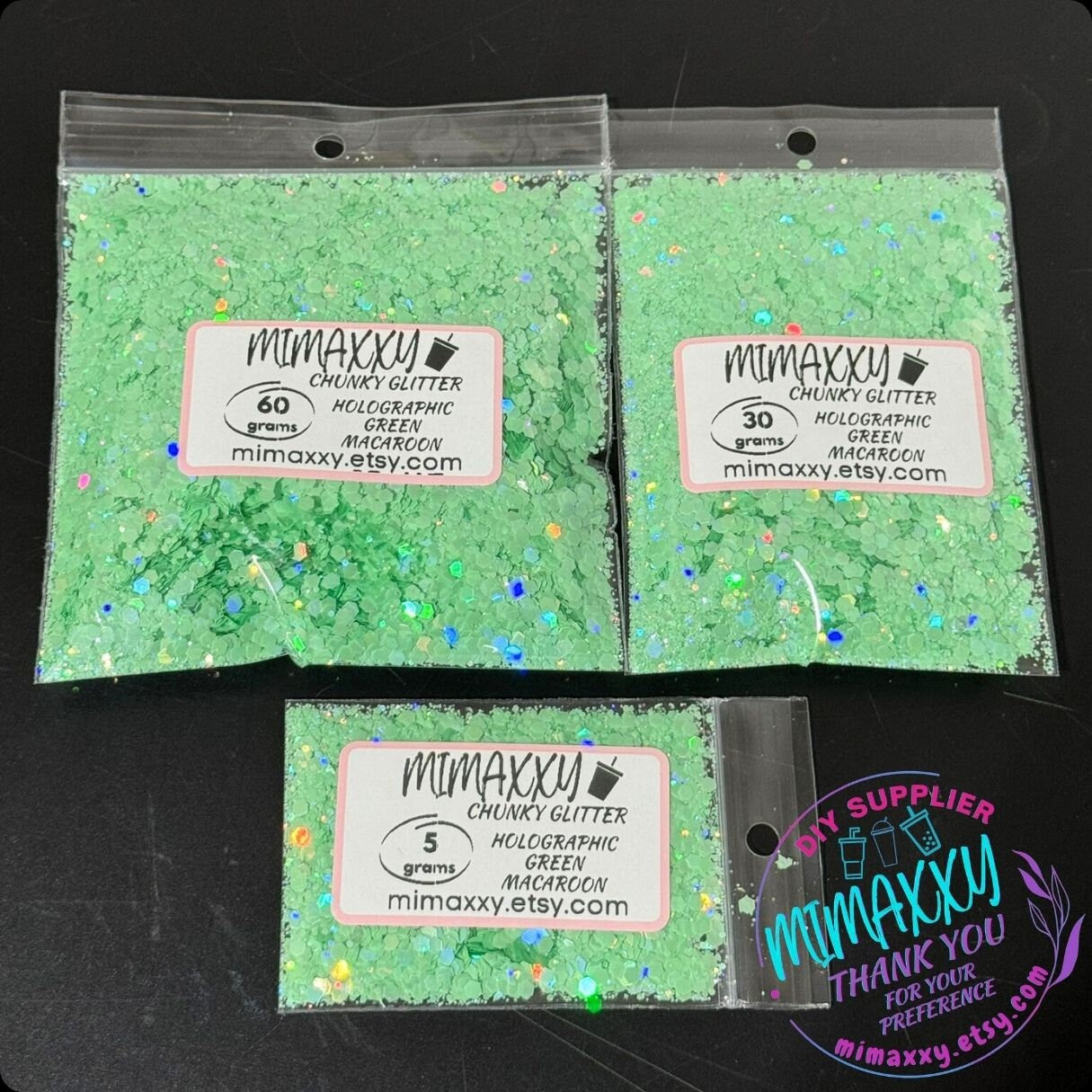 GREEN HOLOGRAPHIC MACAROON, Shaped Glitter, Chunky Glitter Mix, Cosmetic Glitter,Nail Art, Resin art,Snow Globe,Craft, pastel, Matte Hm 005