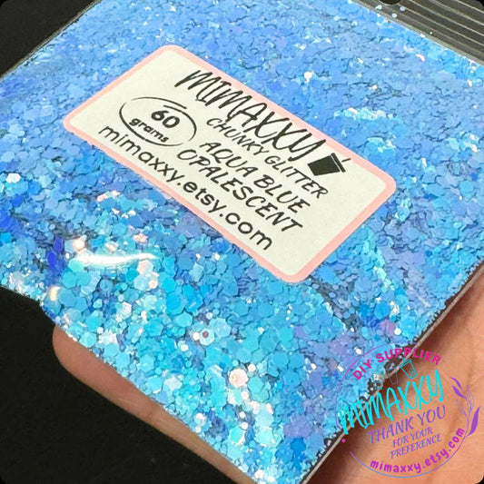 AQUA BLUE OPALESCENT  ,Shaped Glitter, Chunky Glitter Mix, Cosmetic Glitter,Nail Art, Resin art,Snow Globe Tumbler,Craft, MIX 048